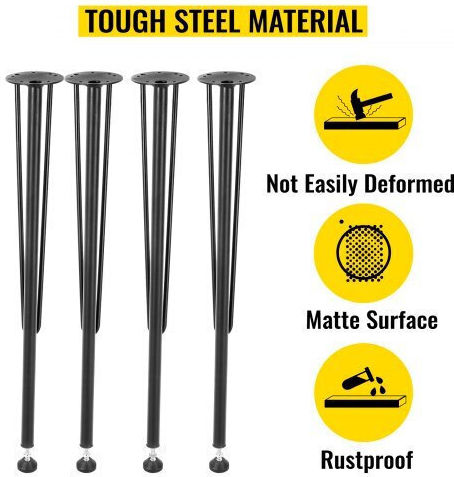 Set de 4 picioare de masă metalice Vevor 28" negre Tzztgycgfj3289kigv0