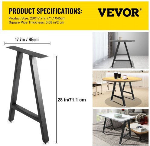 Σετ Μεταλλικών Ποδιών Τραπεζιού Vevor 28x17.7 Ιντσών Μαύρα Tzzty28x17.7aahcpv0