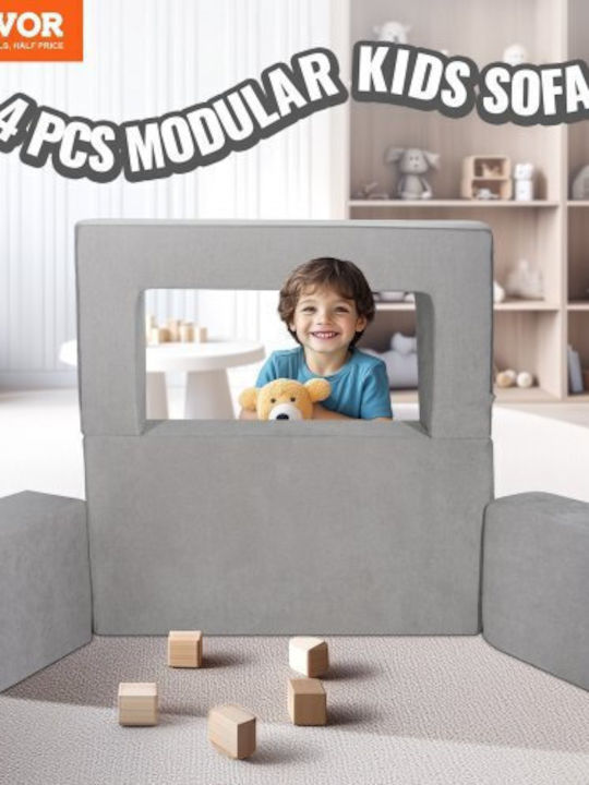Kids Small Sofas Gray 4pcs