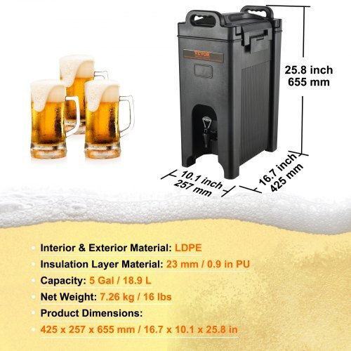 Vevor Thermal Beverage Dispenser 5 Gallons Restaurants Ylhlqqfx5jl08wnjsv0