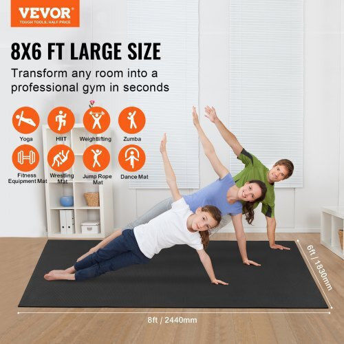Vevor Στρώμα Γυμναστικής Pilates Μαύρο (243.84x182.88cm)