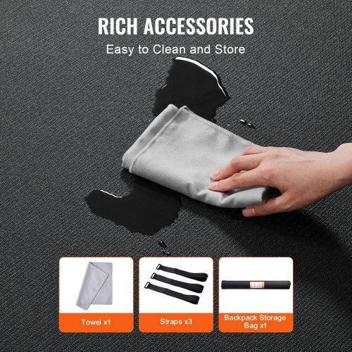 Vevor Exercise Mat Black with Carry Strap (274.32x182.88cm)