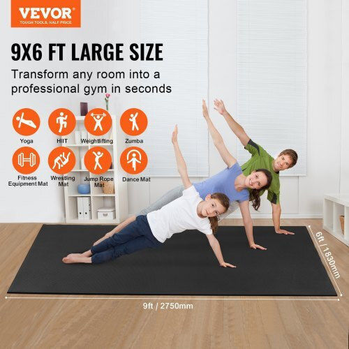 Vevor Exercise Mat Black with Carry Strap (274.32x182.88cm)