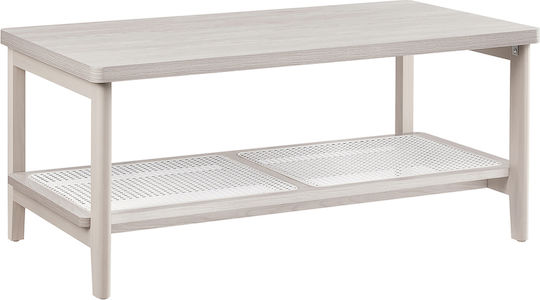 Rectangular Central Wooden Coffee Table Beige M100xW55xH45cm
