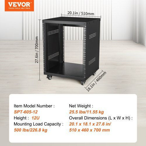 Vevor Cu picioare Cabină Rack 12U LYSJJ12U18YCOJ5U1V0