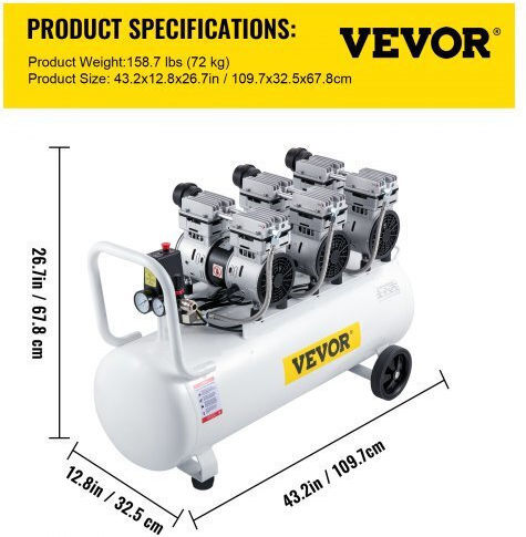 Vevor Compresor de aer cu Rezervor de aer 22lt KYJSY750-3-100L01V2