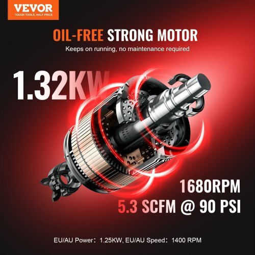 Vevor Κομπρεσέρ Αέρος 78dB με Ισχύ 2hp και Αεροφυλάκιο 10lt