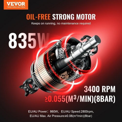 Vevor Air Compressors 81dB with Power 1hp and Airtank 2lt WYWSKYJ8L750PU481V2
