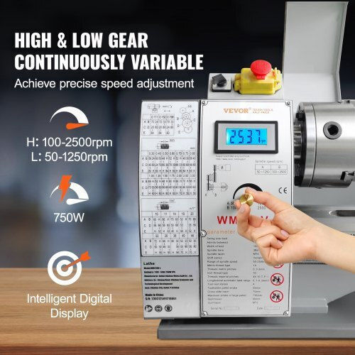 Vevor Mini mașină de strung TSJSCCWSDJ210EZH9V2 cu Putere 750 Watt