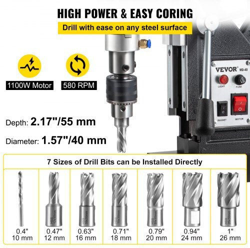 Vevor Μαγνητικό Δράπανο JBLJC6PCS220V9XA9V2 με Ισχύ 1.1kW