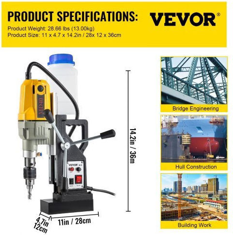 Vevor Μαγνητικό Δράπανο JBLJC6PCS220V9XA9V2 με Ισχύ 1.1kW
