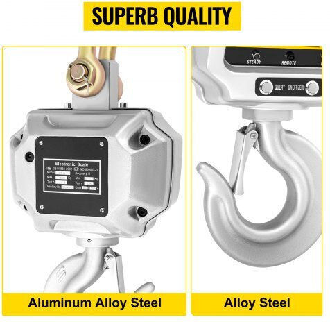 Vevor Electronic Professional Hanging Scale with Weighing Capacity of 5000kg