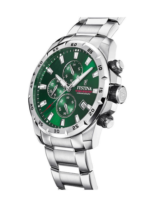 Festina Chrono Sport Мъжки Часовник 45мм Хронограф На Батерия със Сребърна Метална Гривна