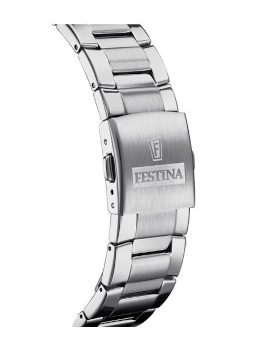 Festina Men's Watch 44mm Chronograph Battery with Silver Metal Bracelet