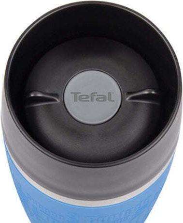 Tefal Travel Mug Glass Thermos Stainless Steel 360ml Blue with Mouthpiece