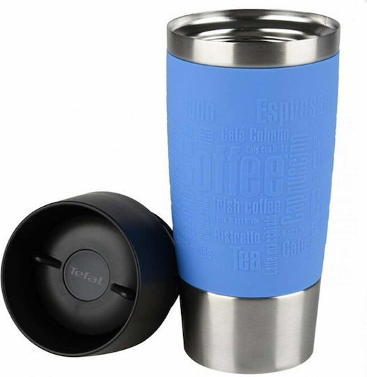 Tefal Travel Mug Glass Thermos Stainless Steel 360ml Blue with Mouthpiece K30861