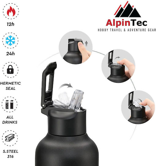 AlpinPro AlpinPro Thermosflasche Rostfreier Stahl 600ml FELLOW Schwarz