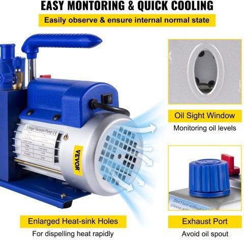 Vevor Αντλία Κενού Ηλεκτρικό 4.8CFM1/3HPZKB3F1V2