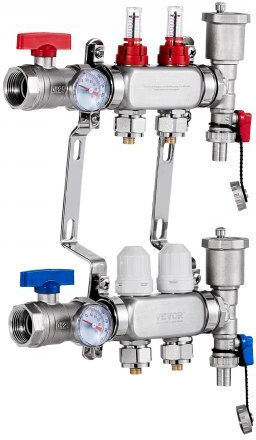 Vevor 2-Branch Floor Heating Manifold Set Pex Pipes 1/2" Drfsqbxg2hlg7e0t8v0