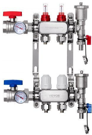 Vevor 2-Branch Floor Heating Manifold Set Pex Pipes 1/2" Drfsqbxg2hlg7e0t8v0