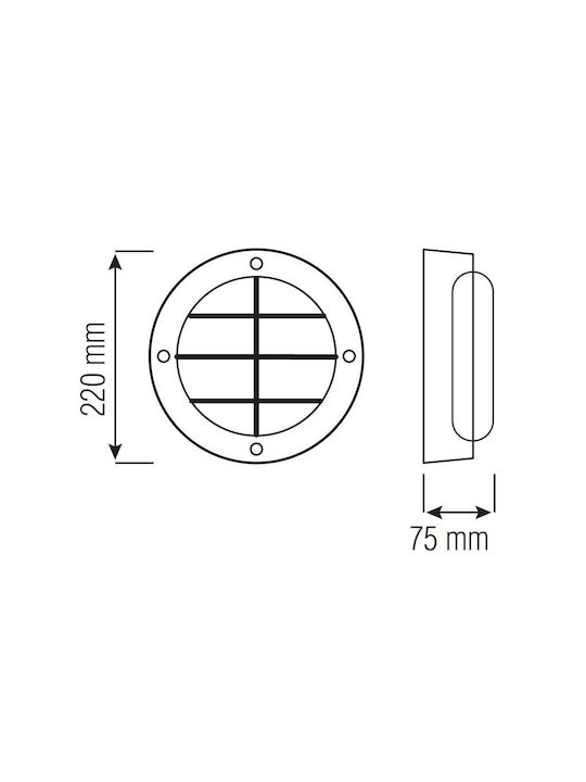 Horoz Electric Lumină de exterior montată pe perete LED 12W cu Alb Natural Lumină 22x7.5εκ.