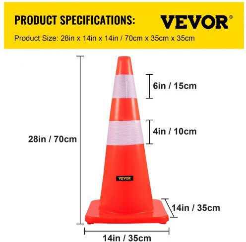 Vevor Con de circulație în Portocaliu Culori 10cm x 10cm