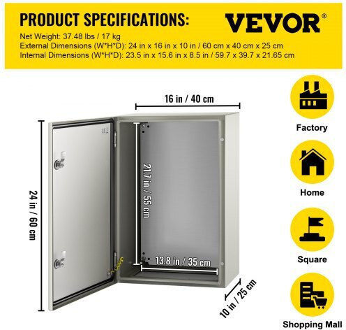 Vevor Χωνευτό Ηλεκτρολογικό Κουτί Στεγανό IP66 σε Γκρι Χρώμα