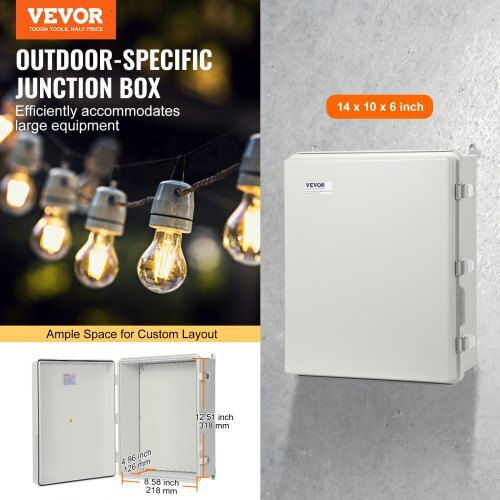 Vevor Surface Mounted Electrical Box Branching Watertight IP67 in Black Color