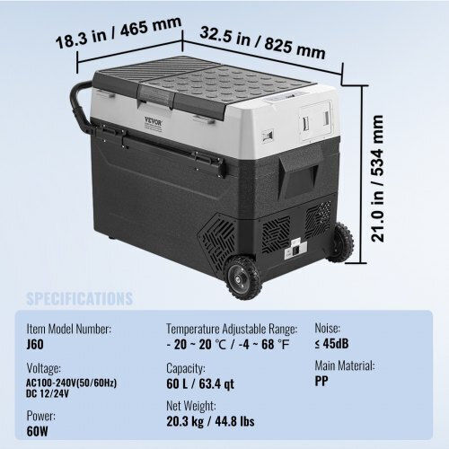 Vevor Tragbares Kühlschrank 60lt Schwarzes
