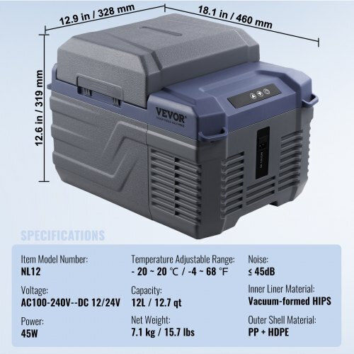 Vevor Tragbares Kühlschrank 12lt 100-240V