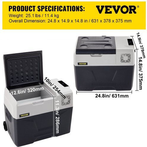 Vevor Φορητό Ψυγείο 30lt 100-240V / 12V / 24V Μαύρο