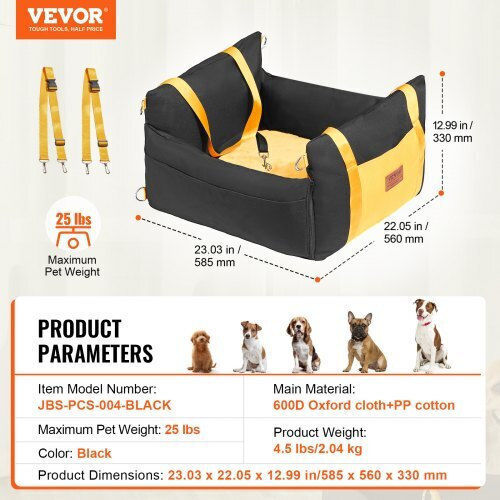 Vevor Waterproof Seat Car for Dog Black