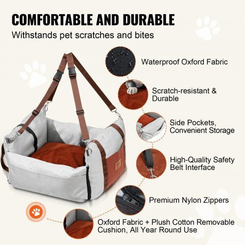 Vevor Waterproof Seat Car for Dog Gray