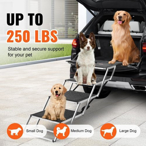Vevor Dog Stairs 4 Steps Aluminum Cars Up to 250 Lbs Kzdglt4step2rph4zv0