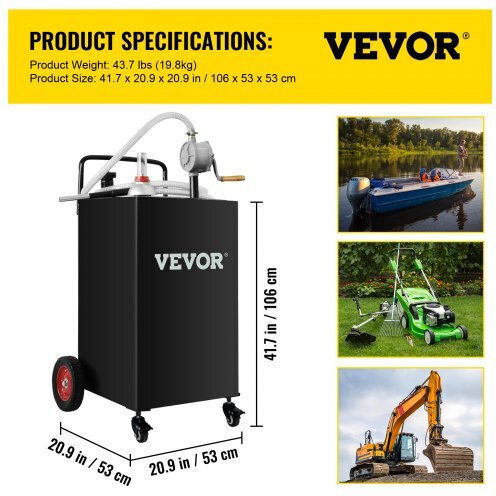 Vevor Δοχείο Καυσίμων Διπλής Θέσης Πλαστικό με Σωλήνα Επέκτασης Μαύρο