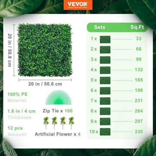 Vevor Artificial Foliage Panel 50.8x50.8cm