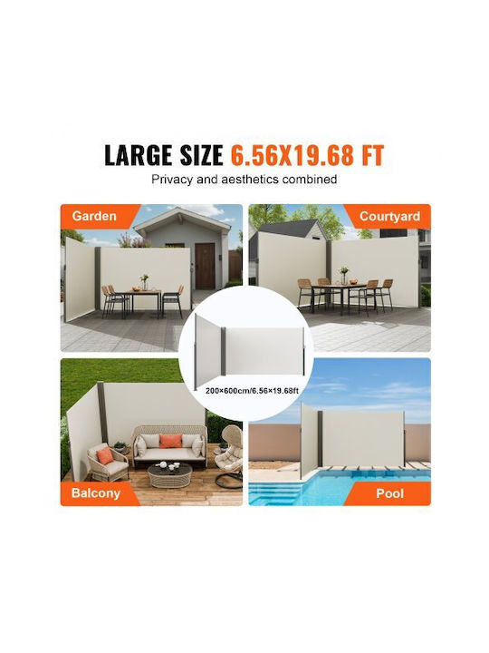 Vevor Folding Side Awning 79''x 236'' Beige Ksscp200x600hpszpv0