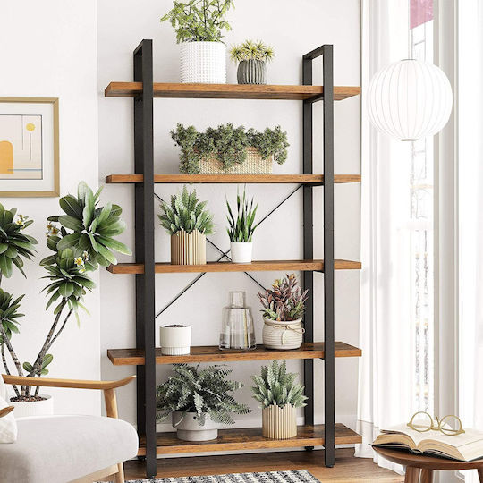 Rustikale Bücherregal Braun & Schwarz 74x30x154,5cm