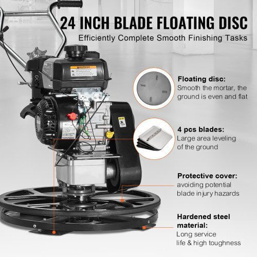 Vevor Concrete Trowel 24” 6hp Gas-Powered Floating Blade Dlmdjs24inchtm04pv0
