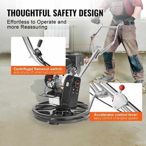 Vevor Concrete Trowel 24” 6hp Gas-Powered Floating Blade Dlmdjs24inchtm04pv0