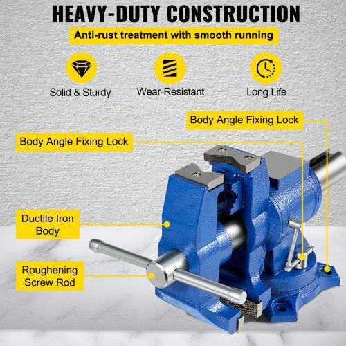 Vevor Rotating Vise Made of Cast Iron with Maximum Opening 127mm