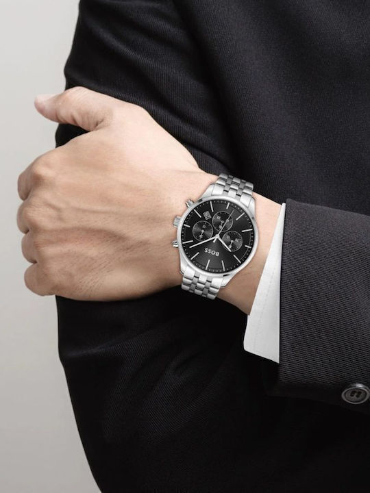 Hugo Boss Skytraveller Ρολόι Μπαταρίας με Μεταλλικό Μπρασελέ