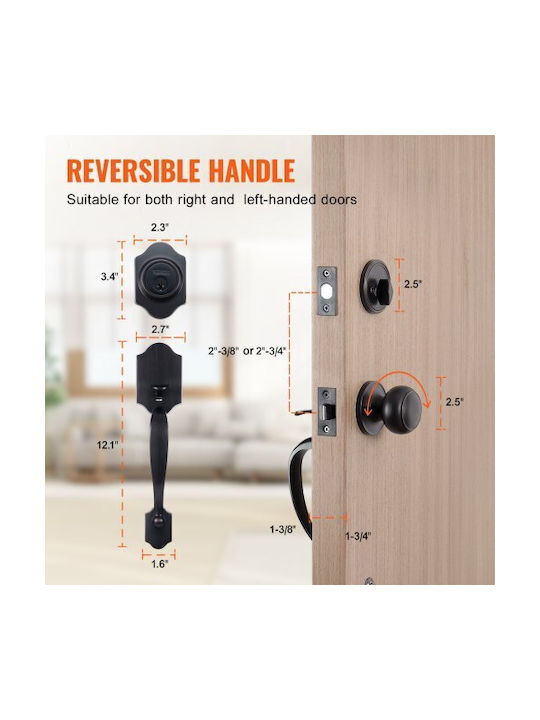 Vevor Antique Copper Handle & Lock Set Adjustable for Right & Left Doors Xnsbqtdshxls4k0bjv0