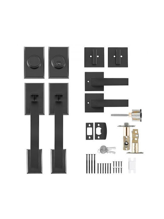 Vevor Double Door Handle Set Matte Black for Front Door or Office Smsbyghdshxlz8lo2v0