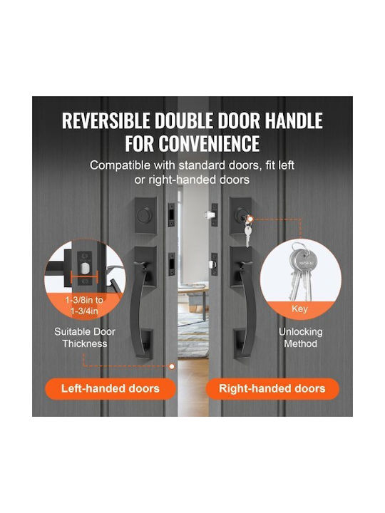 Vevor Double Door Handle Set Matte Black for Front Door or Office Smsbyghdshxlz8lo2v0
