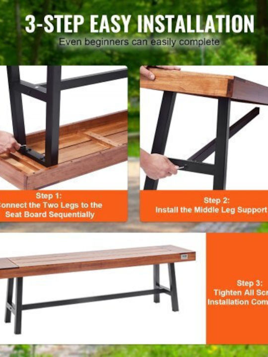 Outdoor Wooden Bench 160x36.5x48.2cm