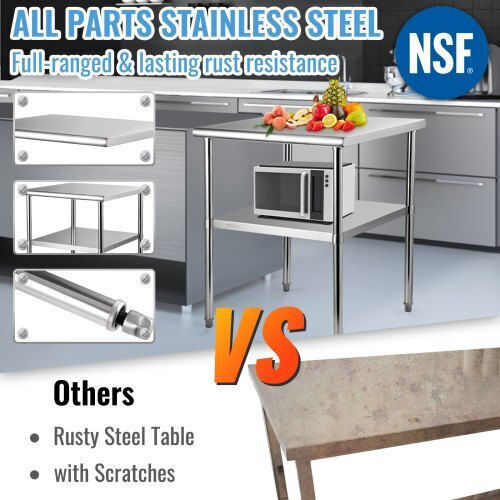 Τραπέζι Προετοιμασίας Vevor Ανοξείδωτο 30x30x36 800lbs Ρυθμιζόμενο Ράφι & Πόδια J30x30x36inchmq0dv0
