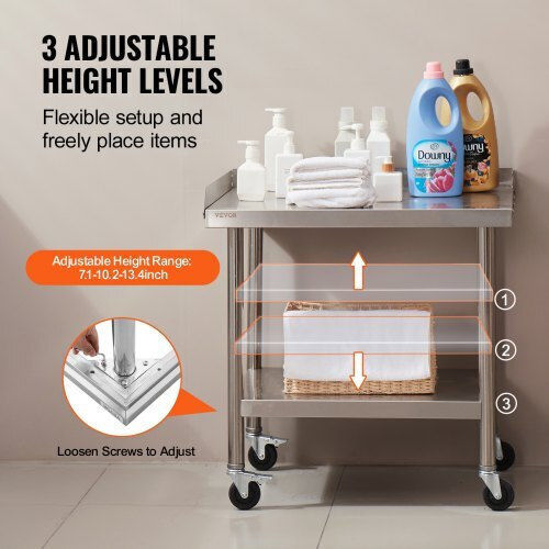 Τραπέζι Εργασίας Ανοξείδωτο Vevor 24"x28" Ρόδες Επαγγελματική Χρήση Cfbxggztdjlsbzdtcv0