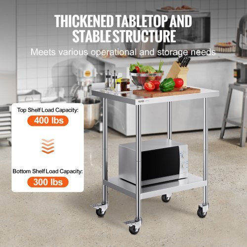 Τραπέζι Εργασίας Ανοξείδωτο Vevor 24"x30" Ρόδες Cfbxggztlcdj2suv7v0