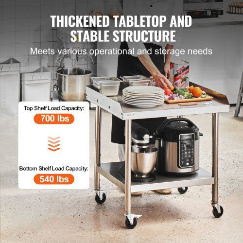 Τραπέζι Εργασίας Ανοξείδωτο Vevor 24"x28" Ρόδες Επαγγελματική Χρήση Cfbxggztdjlsbzdtcv0